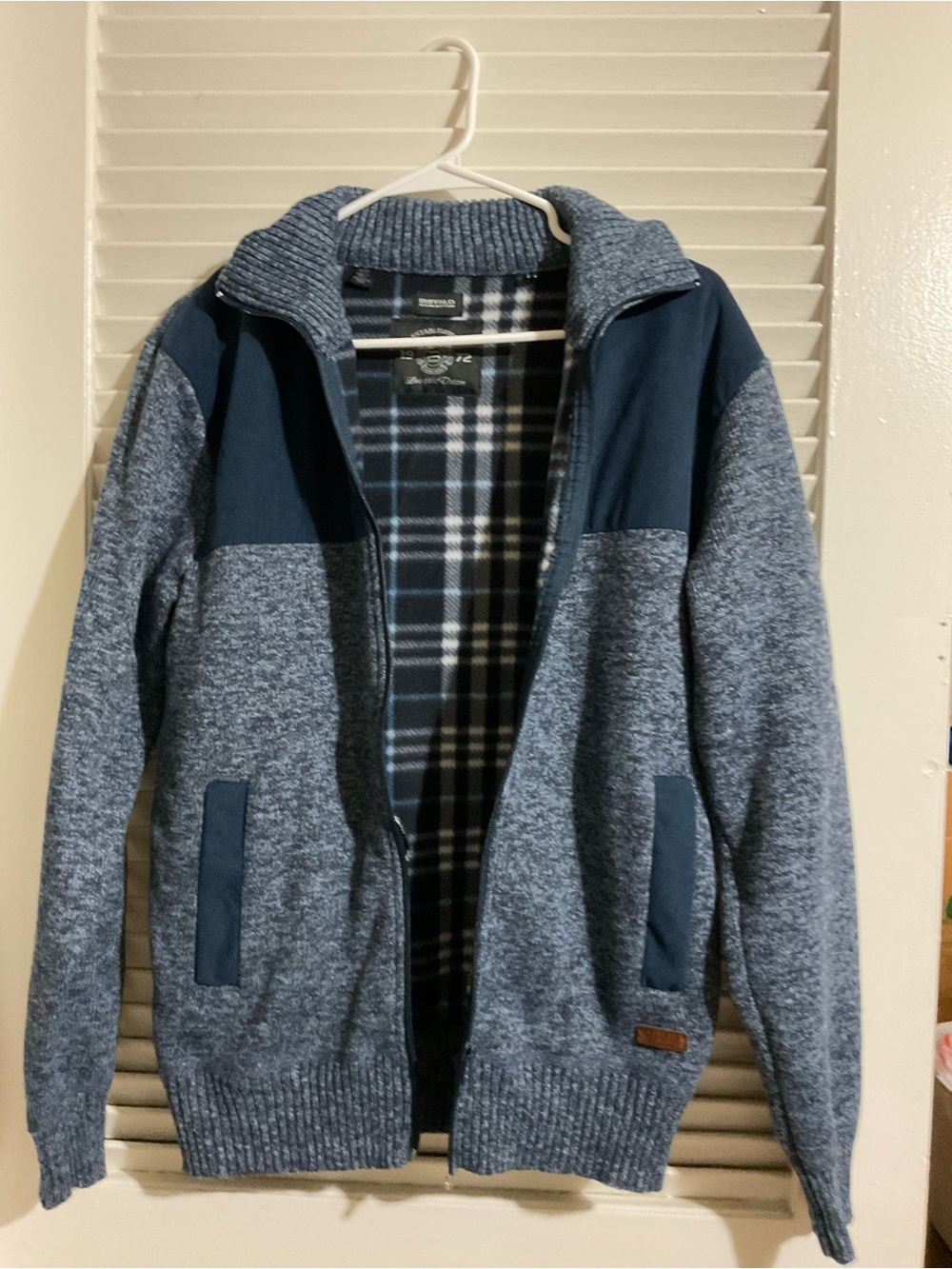Buffalo David Bitton Men's Navy and Heather Gray Zip-Up Sweater Jacket